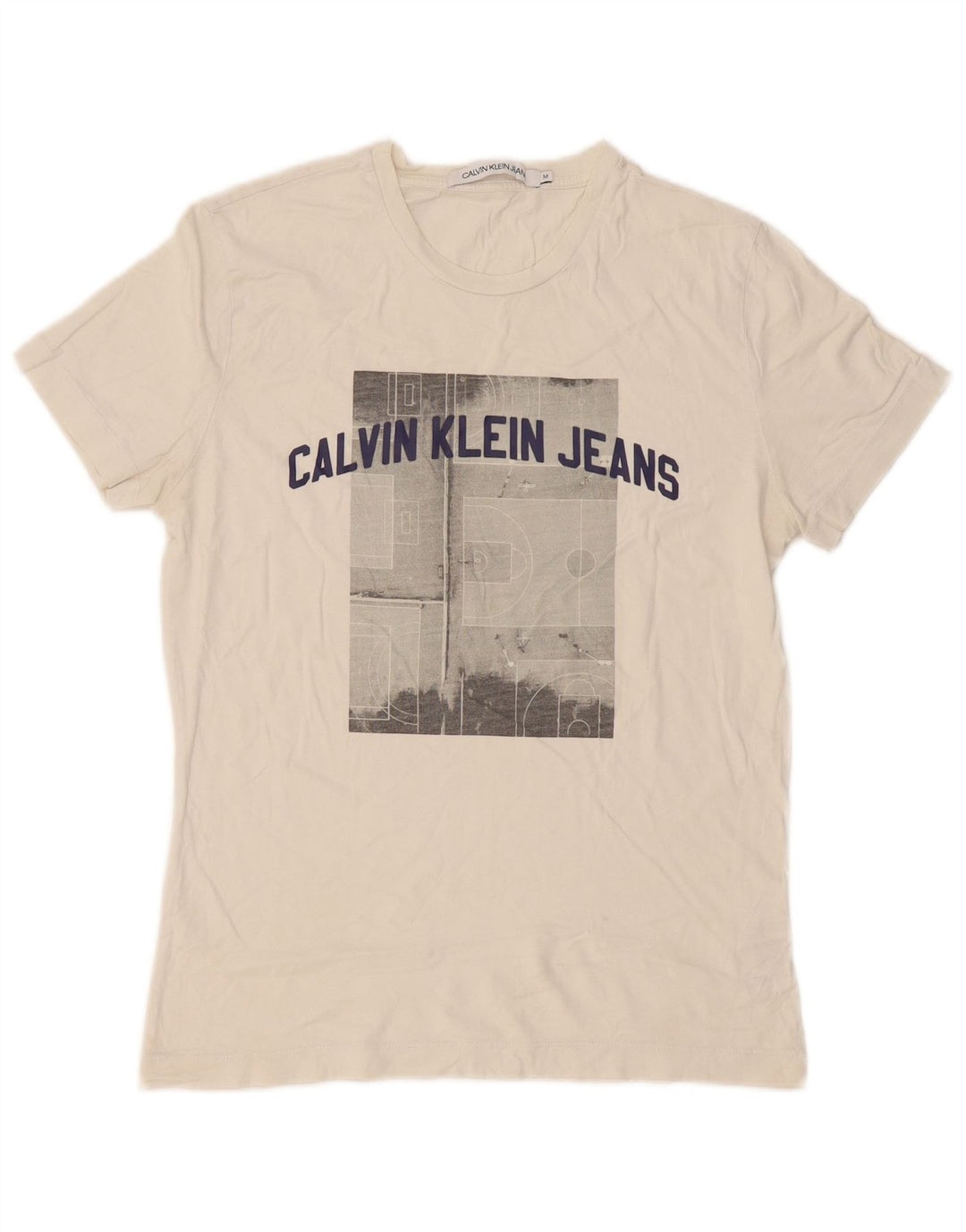 Tricou grafic pentru bărbați Calvin Klein Jeans Top din bumbac alb mediu