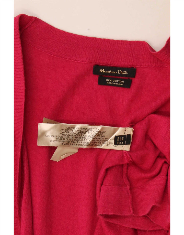 Pulover cardigan deschis pentru femeie Massimo Dutti cu mâneci 3/4, UK 14, roz mediu