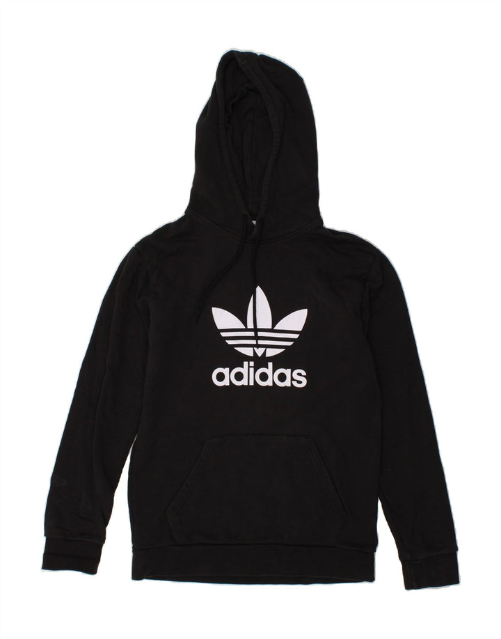 ADIDAS Mens Graphic Hoodie Jumper Small Black Vintage Adidas and Second-Hand Adidas from Messina Hembry 