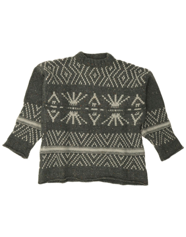 Pulover supradimensionat pentru femei Sisley, cu gâtul turn, UK 18 XL Green Fair Isle