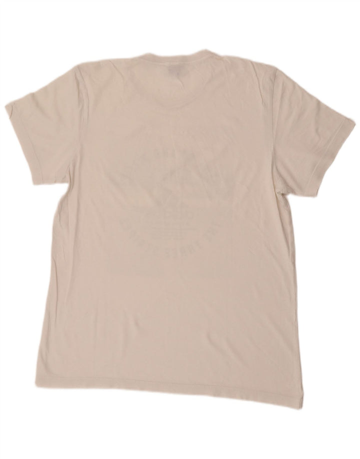 Tricou grafic cu trei dungi Adidas pentru bărbați Top Mediu Alb