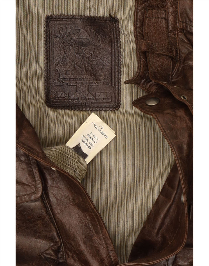 Jachetă de piele vintage pentru bărbați UK 38 din piele maro medie