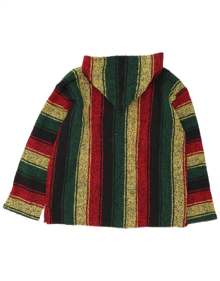 Pulover vintage pentru bărbați mexican cu glugă, cu dungi medii, multicolore