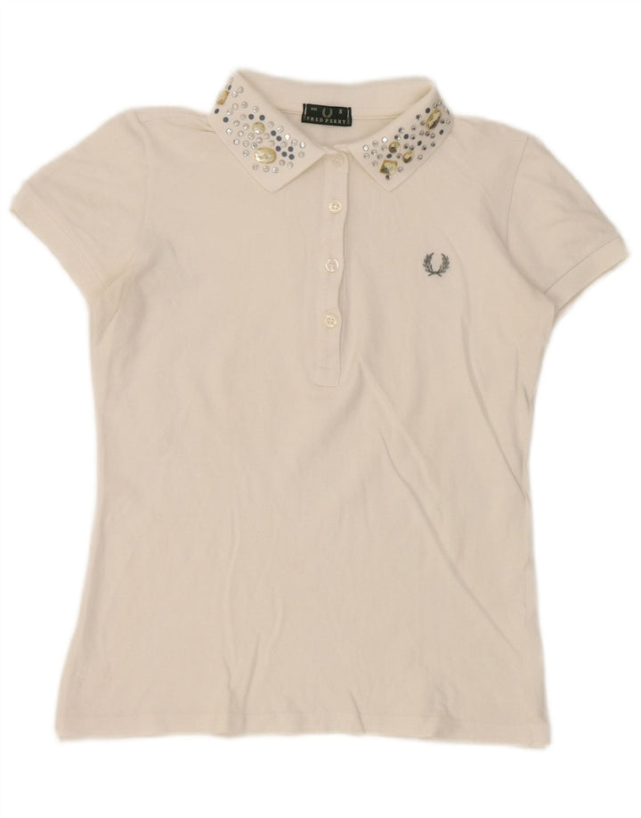 Tricou polo Fred Perry pentru femei UK 10 Small White