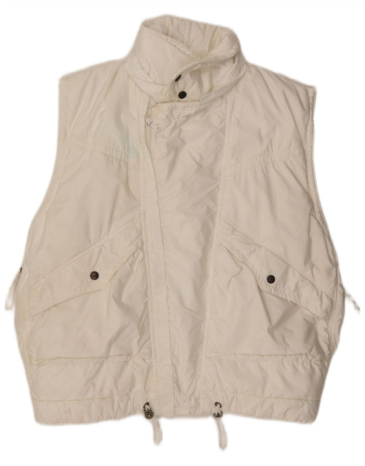 Gilet căptușit vintage pentru bărbați, cu tăiere largă, UK 38, poliester alb mediu