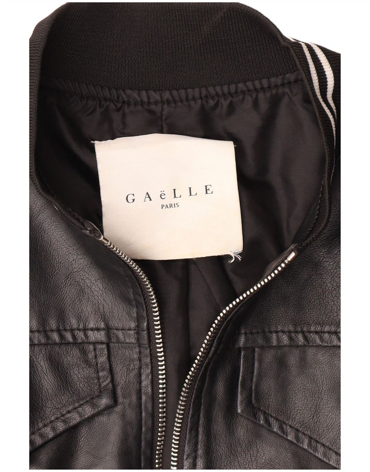 Jachetă de piele GAELLE pentru femei cu grafică crop UK 6 XS Negru