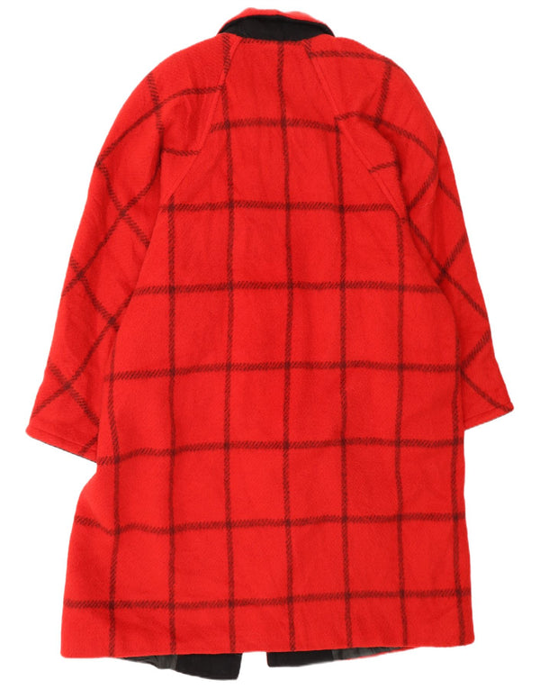 Vintage Womens Oversized Double Breasted Coat IT 44 Medium Red Check Wool
