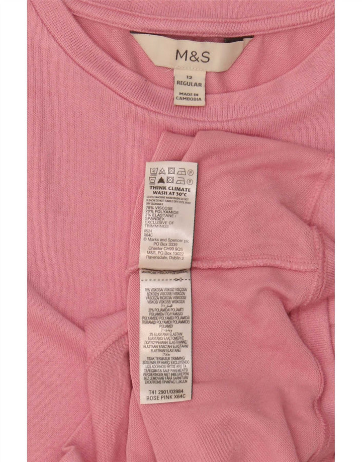 Marks & Spencer Top pentru femei cu mânecă lungă UK 12 Medium Pink Viscose