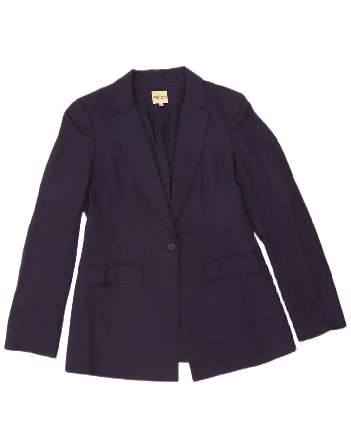 Sacou blazer pentru femei Reiss cu 1 nasture UK 10 mic, viscoză bleumarin