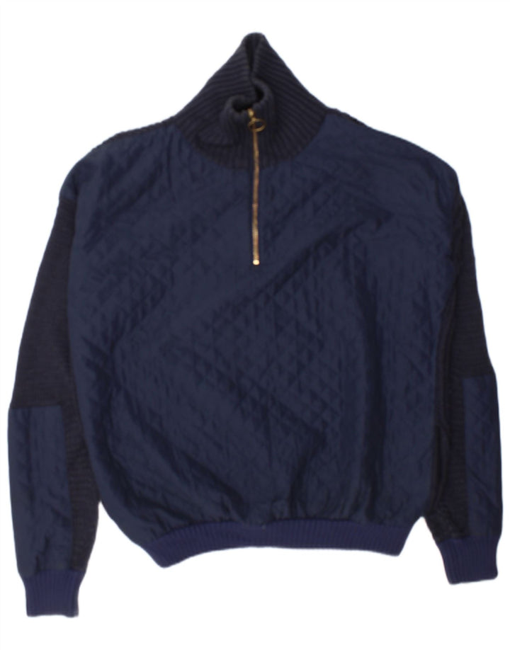 Pulover pentru femei Topshop, supradimensionat, cu fermoar, cu gât, UK 12 Medium Bleumarin