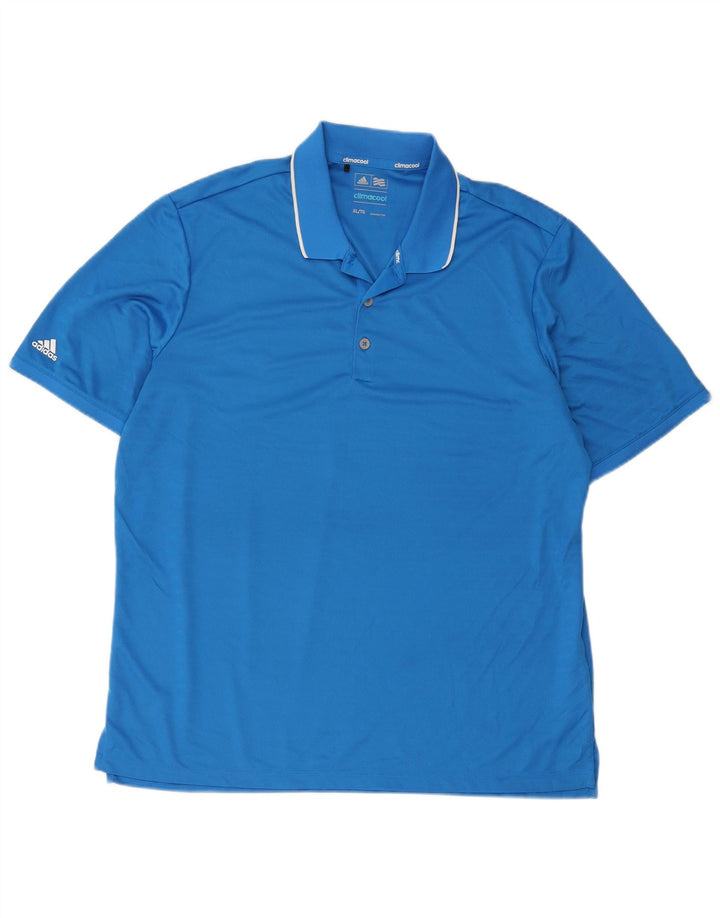 Tricou polo Adidas Climacool pentru bărbați XL, poliester cu dungi albastre