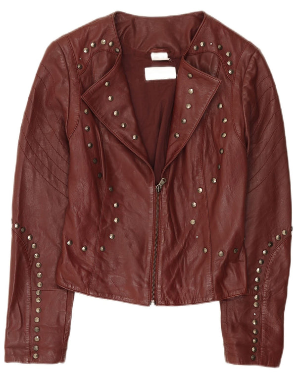 Jachetă motociclist din piele pentru femei Amy Vermont EU 38 Medium Burgundy pete