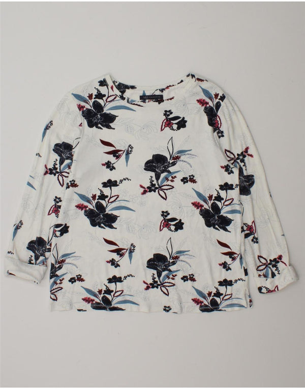 Marks & Spencer Top pentru femei cu mânecă lungă UK 12 Medium White Floral Viscose