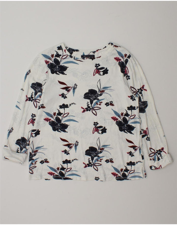 Marks & Spencer Top pentru femei cu mânecă lungă UK 12 Medium White Floral Viscose