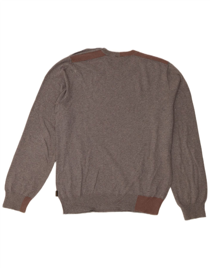 Pulover pentru bărbați Paul Smith, cu gât roșu, din bumbac color bloc, gri mediu