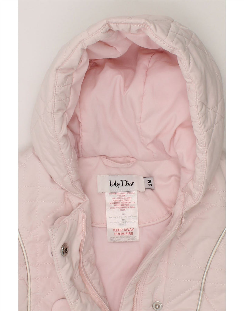 BABY DIOR Baby Girls Hooded Quilted Jacket 0-3 Months Pink Polyamide Vintage Baby Dior and Second-Hand Baby Dior from Messina Hembry 