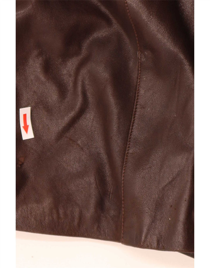 Palton de piele vintage pentru femei UK 14 mare maro