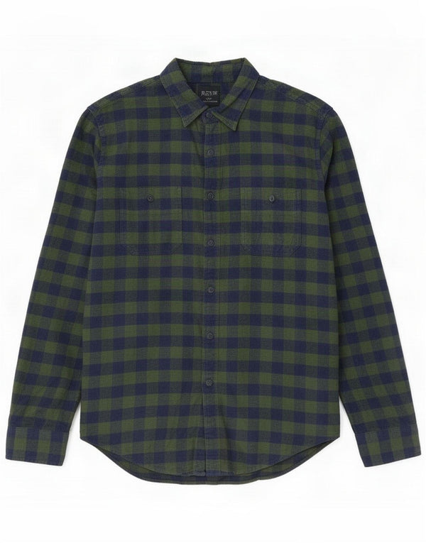 J. Crew Mens Flannel Shirt Large Green Check Cotton
