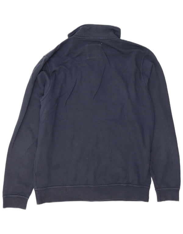 Crew Clothing Hanorac pentru bărbați cu fermoar și gât Pulover mare, albastru bleumarin, bumbac