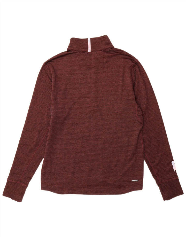 NEW BALANCE Mens Zip Neck Pullover Tracksuit Top Medium Burgundy Polyester