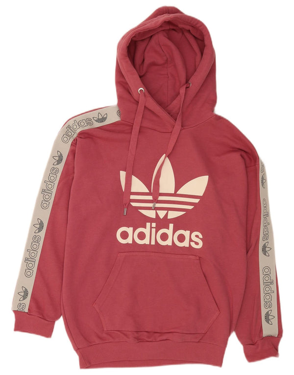 Pulover cu glugă supradimensionat cu grafic Adidas pentru femei UK 8 XS bumbac roz