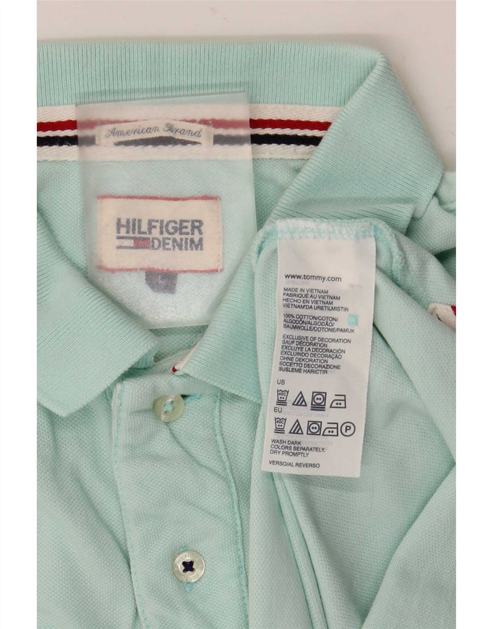 Tricou polo Tommy Hilfiger pentru bărbați, bumbac turcoaz mare