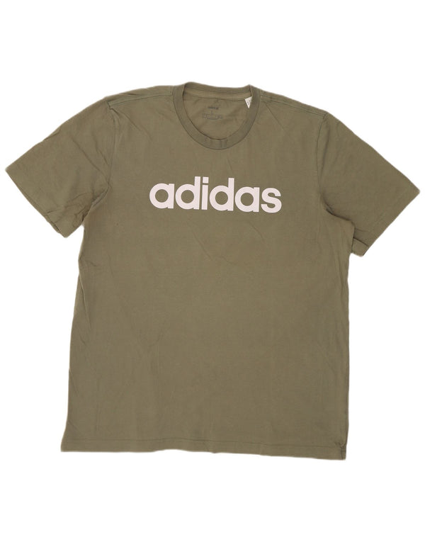 Tricou grafic Adidas pentru bărbați Top mare din bumbac kaki