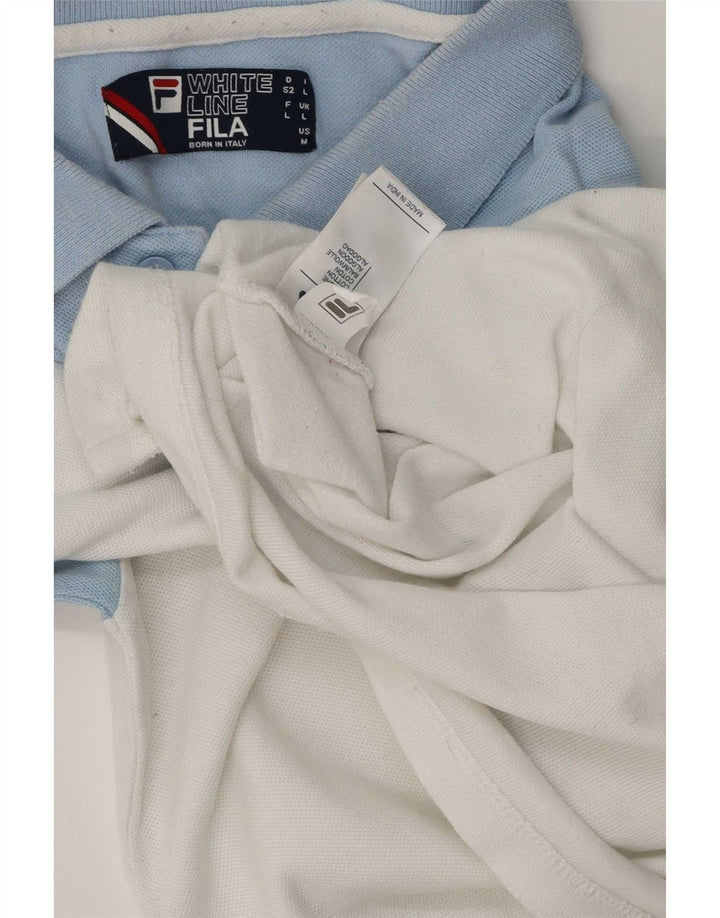 Tricou polo Fila pentru bărbați, mare, alb, din bumbac color bloc