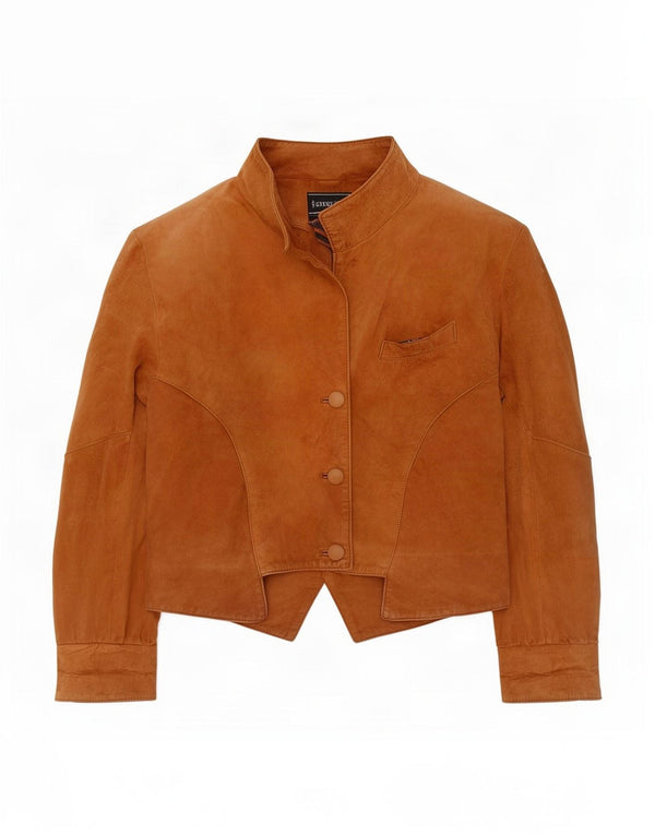 Jachetă de piele de căprioară, cu ajustare largă, vintage pentru femei UK 14 Medium Beige Piele