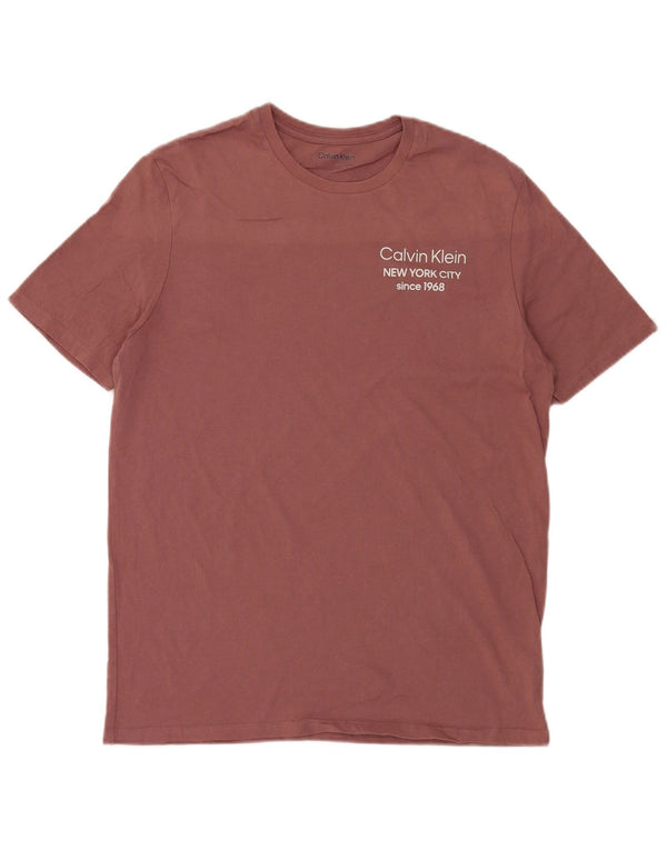 Calvin Klein Mens T-Shirt Medium Brown Cotton