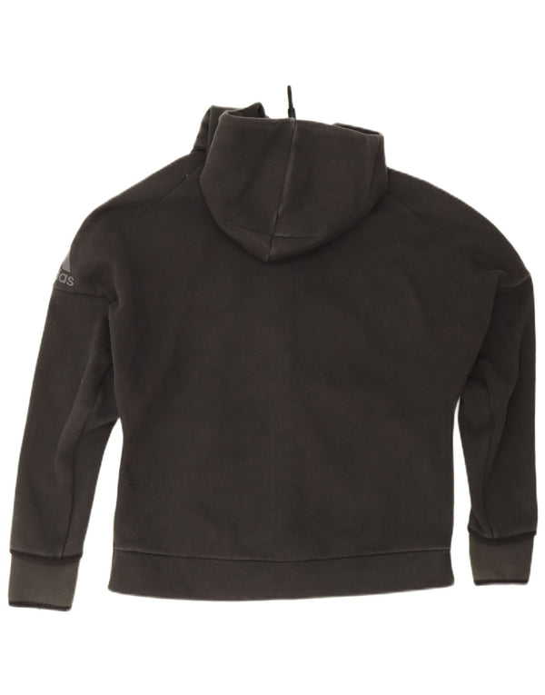 Pulover Adidas pentru femei cu fermoar, UK 20/22 XL, bumbac negru