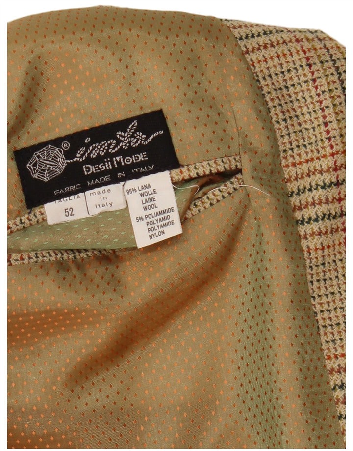 Jachetă Vintage pentru bărbați cu 2 nasturi IT 52 XL Lână cu carouri bej