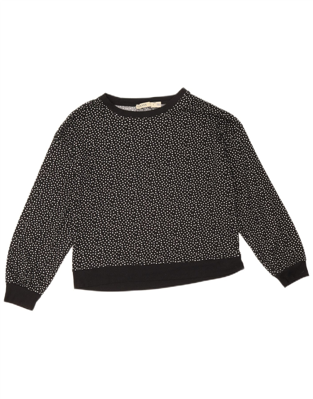 Pulover oversize pentru femei Oasis Crop pentru femei UK 10 mic, negru, buline