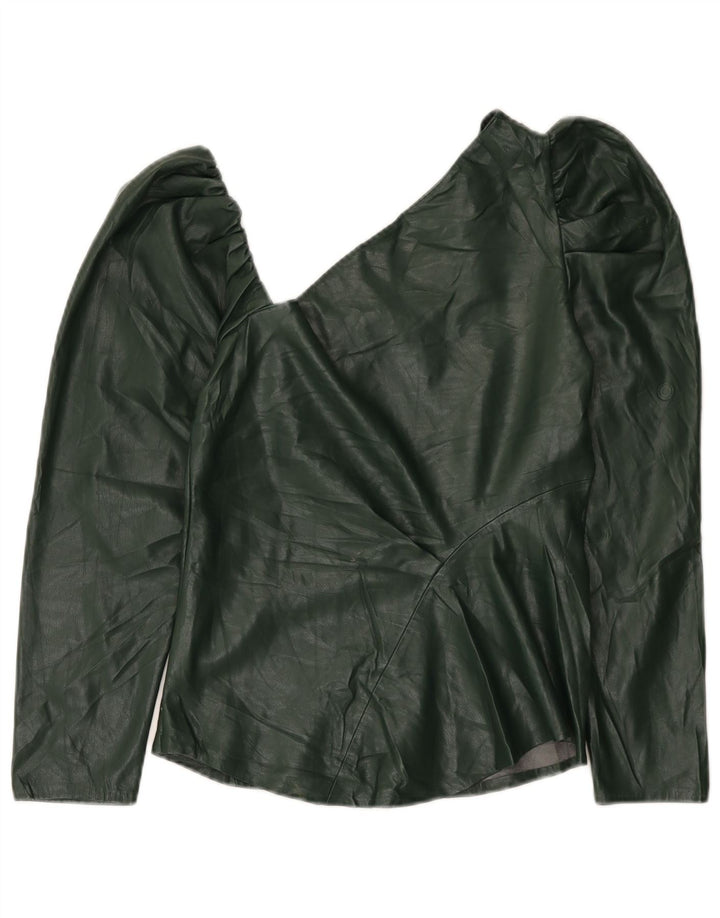 Top cu un umăr din piele artificială Zara pentru femei UK 12 Poliuretan verde mediu