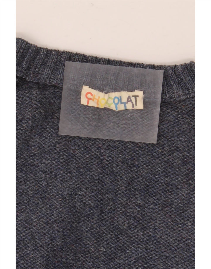 Pulover VINTAGE pentru bărbați cu gât roșu, mare, albastru Argyle/Diamond