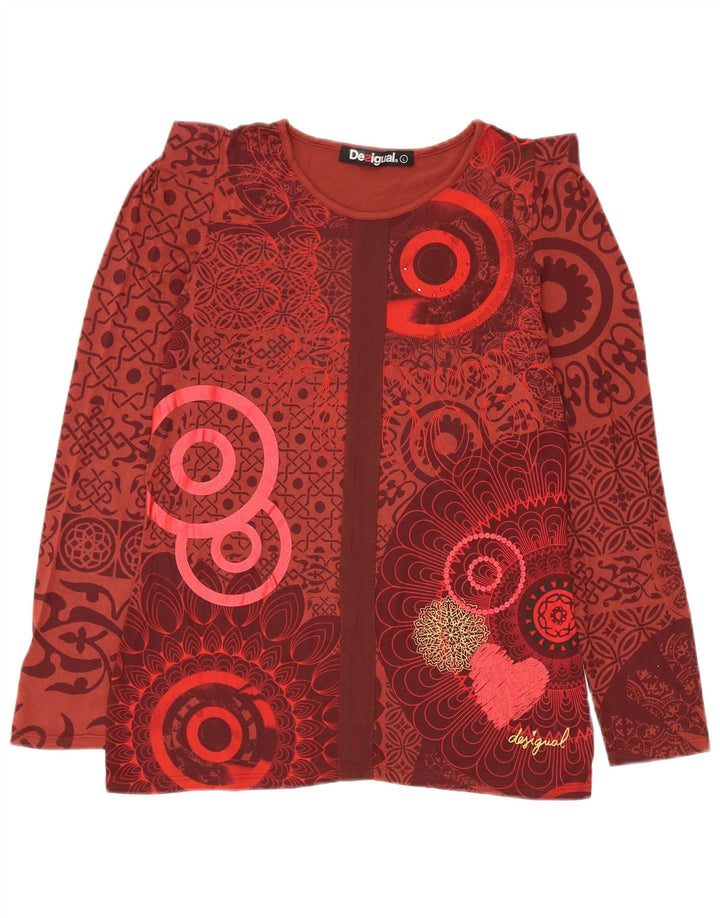 Bluză Desigual cu model abstract pentru femei UK 14 Viscoză mare roșie