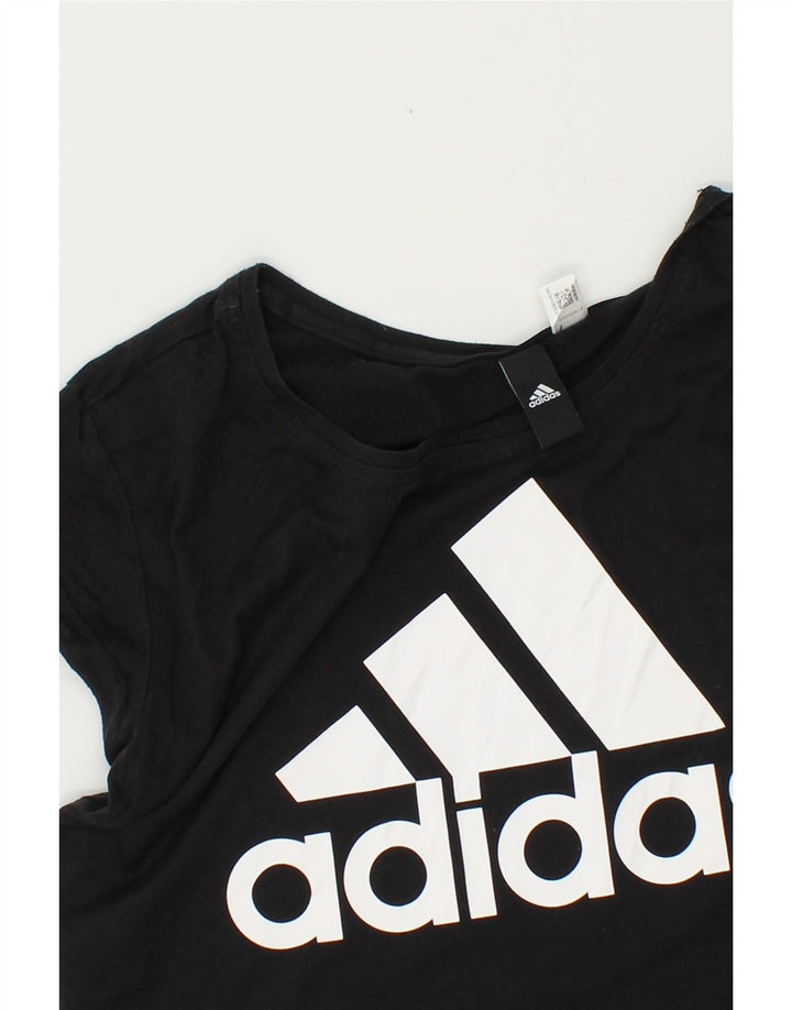 ADIDAS Womens Graphic T-Shirt Top UK 14 Medium Black Vintage Adidas and Second-Hand Adidas from Messina Hembry 