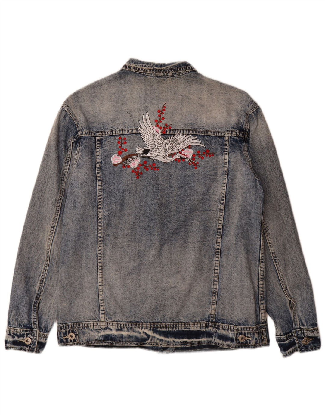 Jachetă de denim cu grafică pentru femei Place du Jour EU 36 Bumbac albastru mic