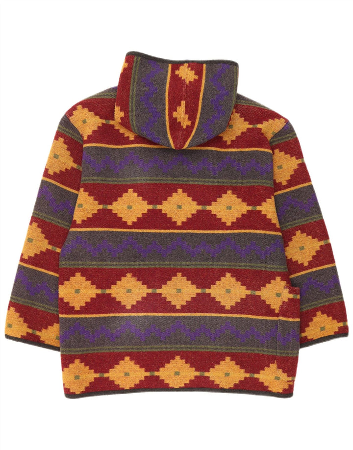 Jachetă vintage cu glugă pentru femei UK 14 mare, multicoloră, geometrică