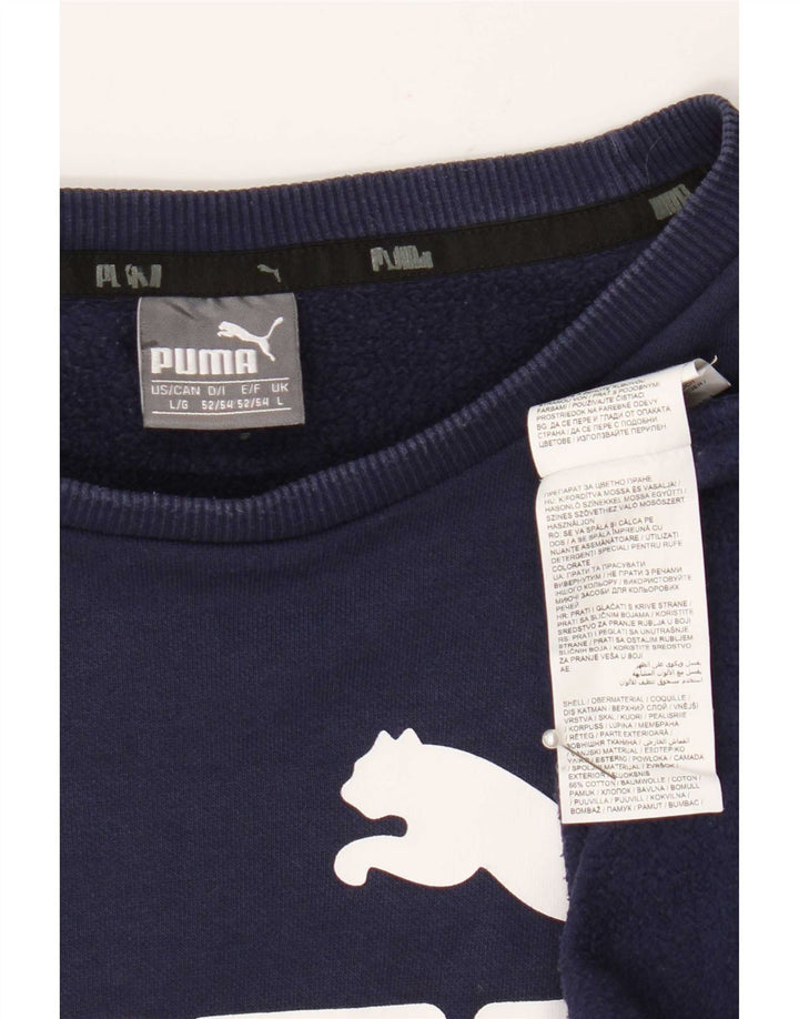 Hanorac grafic pentru bărbați Puma Pulover mare din bumbac bleumarin