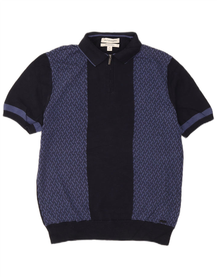 Pulover pentru bărbați Marks & Spencer, cu autograf, cu gât polo, bleumarin mediu
