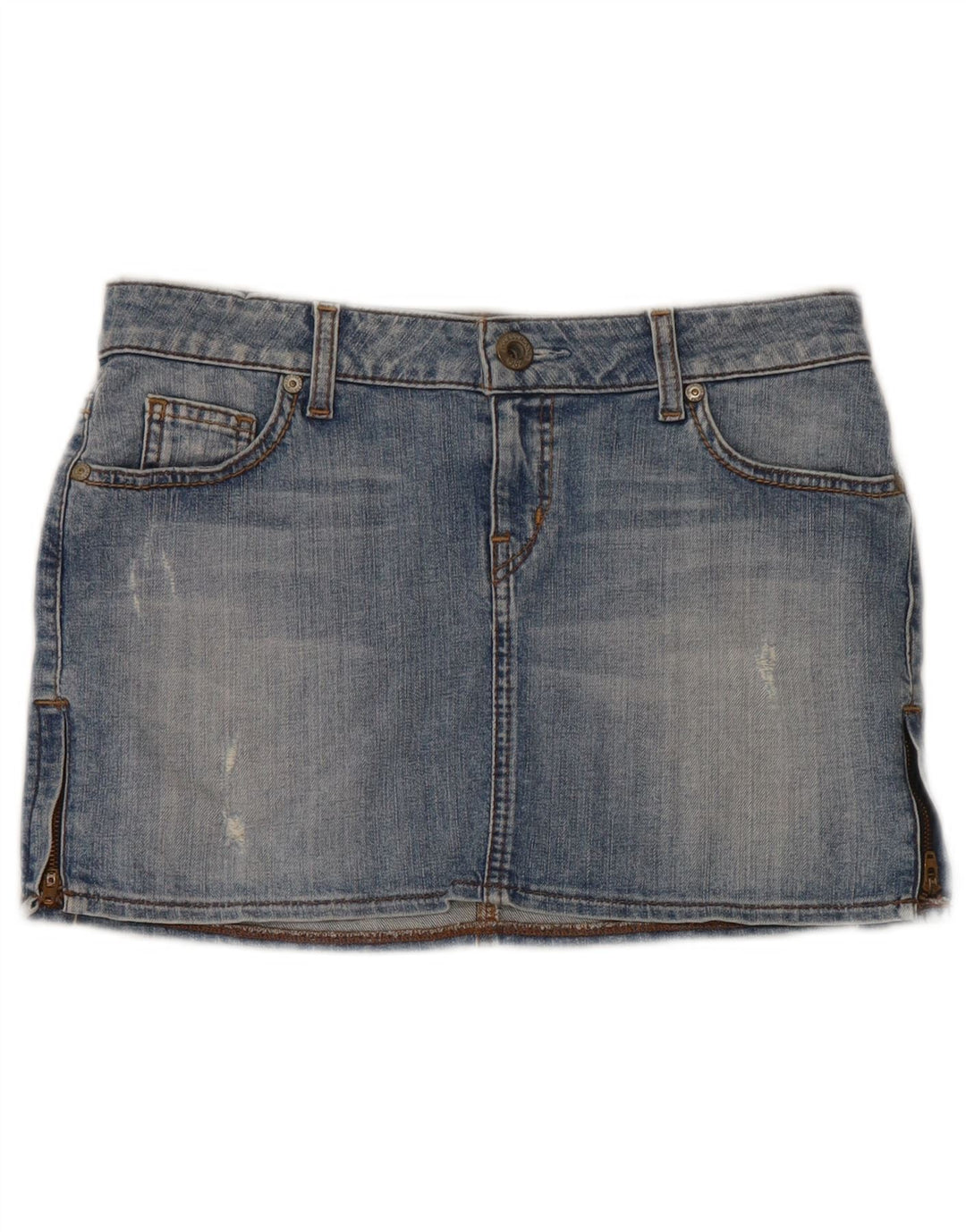 Fusta mini denim Guess pentru femei cu talie joasa W29 bumbac albastru mediu