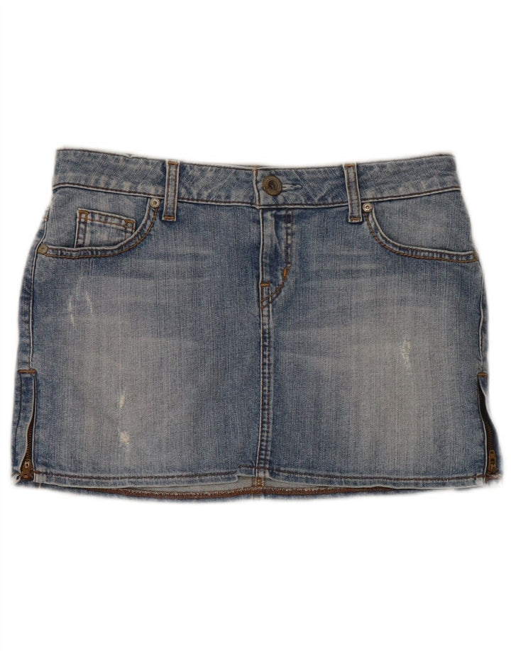 Fusta mini denim Guess pentru femei cu talie joasa W29 bumbac albastru mediu