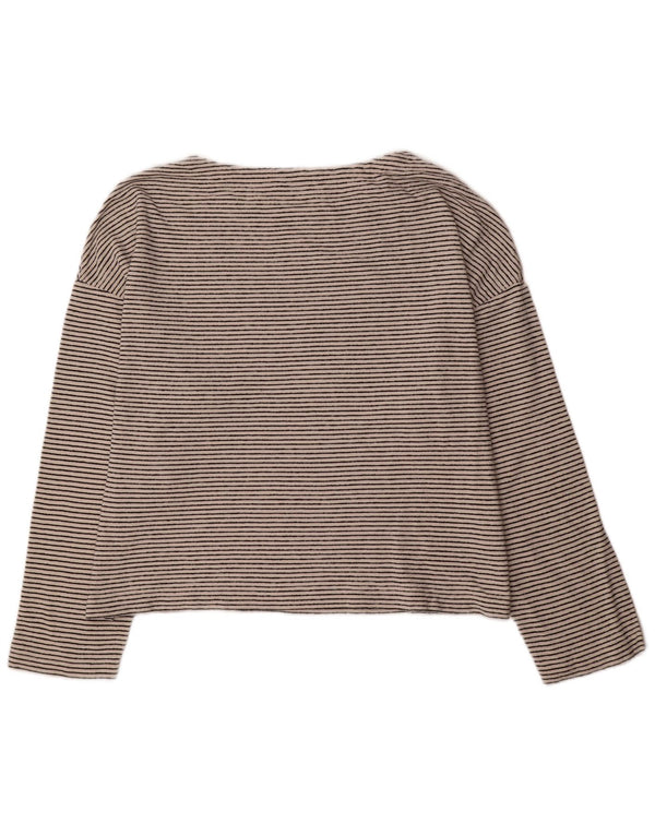 Crop Top pentru femei All Saints cu mânecă lungă UK 14 Medium Off White Striped