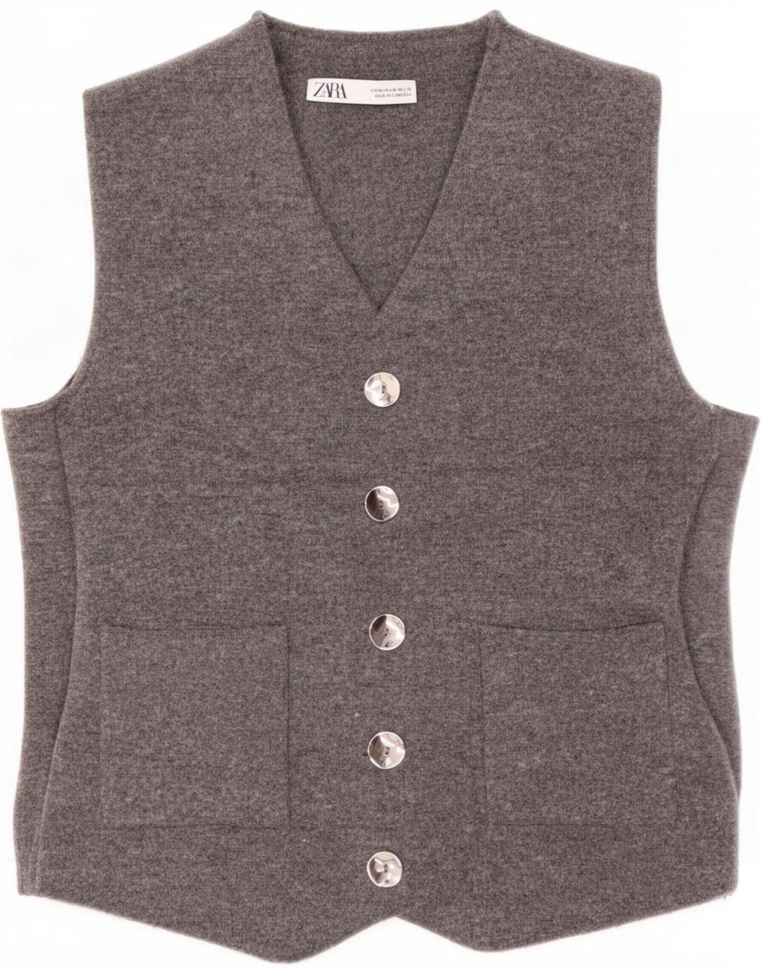 Vestă din tricot pentru femei Zara UK 12 Medium Gri Poliester