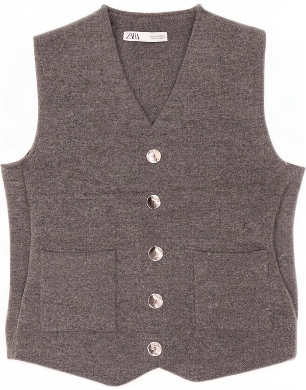 Vestă din tricot pentru femei Zara UK 12 Medium Gri Poliester