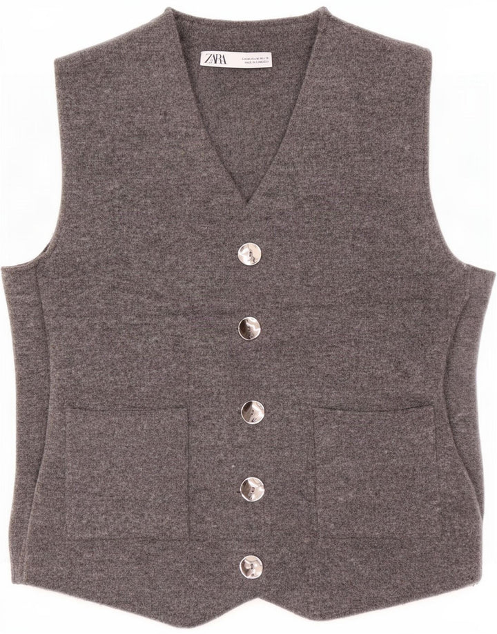 Vestă din tricot pentru femei Zara UK 12 Medium Gri Poliester