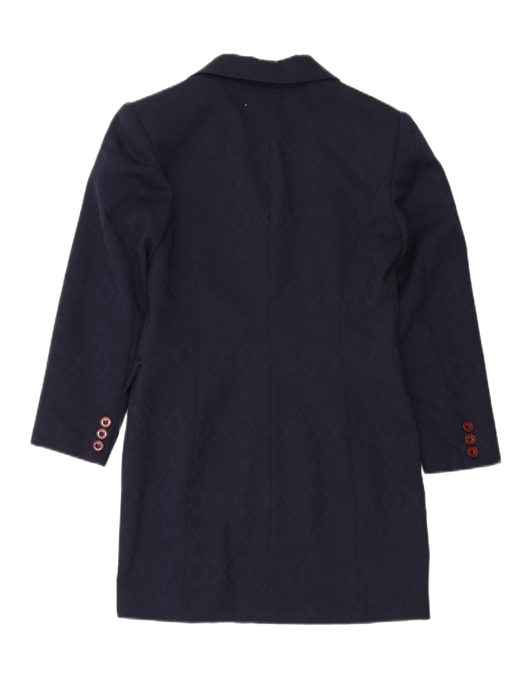 VINTAGE Womens Longline 4 Button Blazer Jacket IT 44 Medium Blue Geometric Vintage Vintage and Second-Hand Vintage from Messina Hembry 