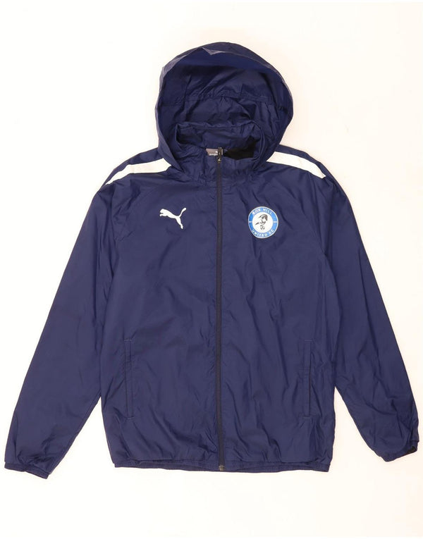 Jachetă de ploaie cu glugă Puma pentru bărbați UK 38 Medium Navy Blue Marine Colorblock