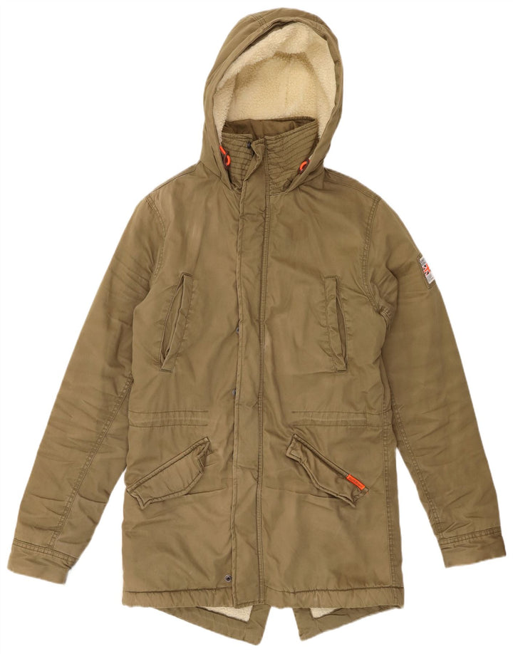 Jachetă parka Sherpa cu glugă pentru bărbați SUPERDRY The Rookie UK 36 Small Khaki